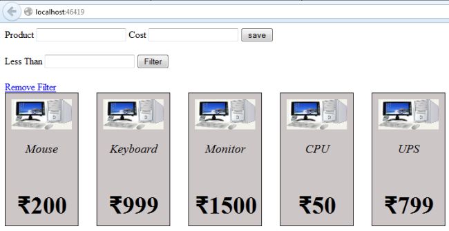 Display the default data